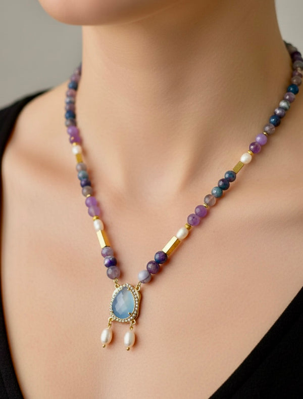 Lavender Gemstone Beaded Necklace