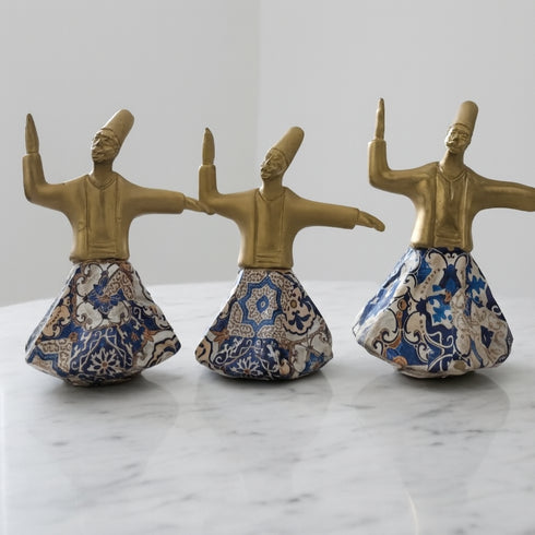 Golden Whirling Dervish Figurines – Set of Three