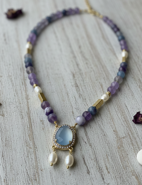 Lavender Gemstone Beaded Necklace