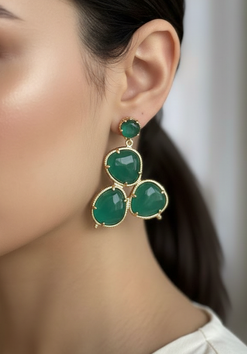emerald-green earrings