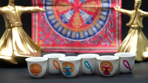 Dervish & Misbaha Arabic coffee cups (set of six)